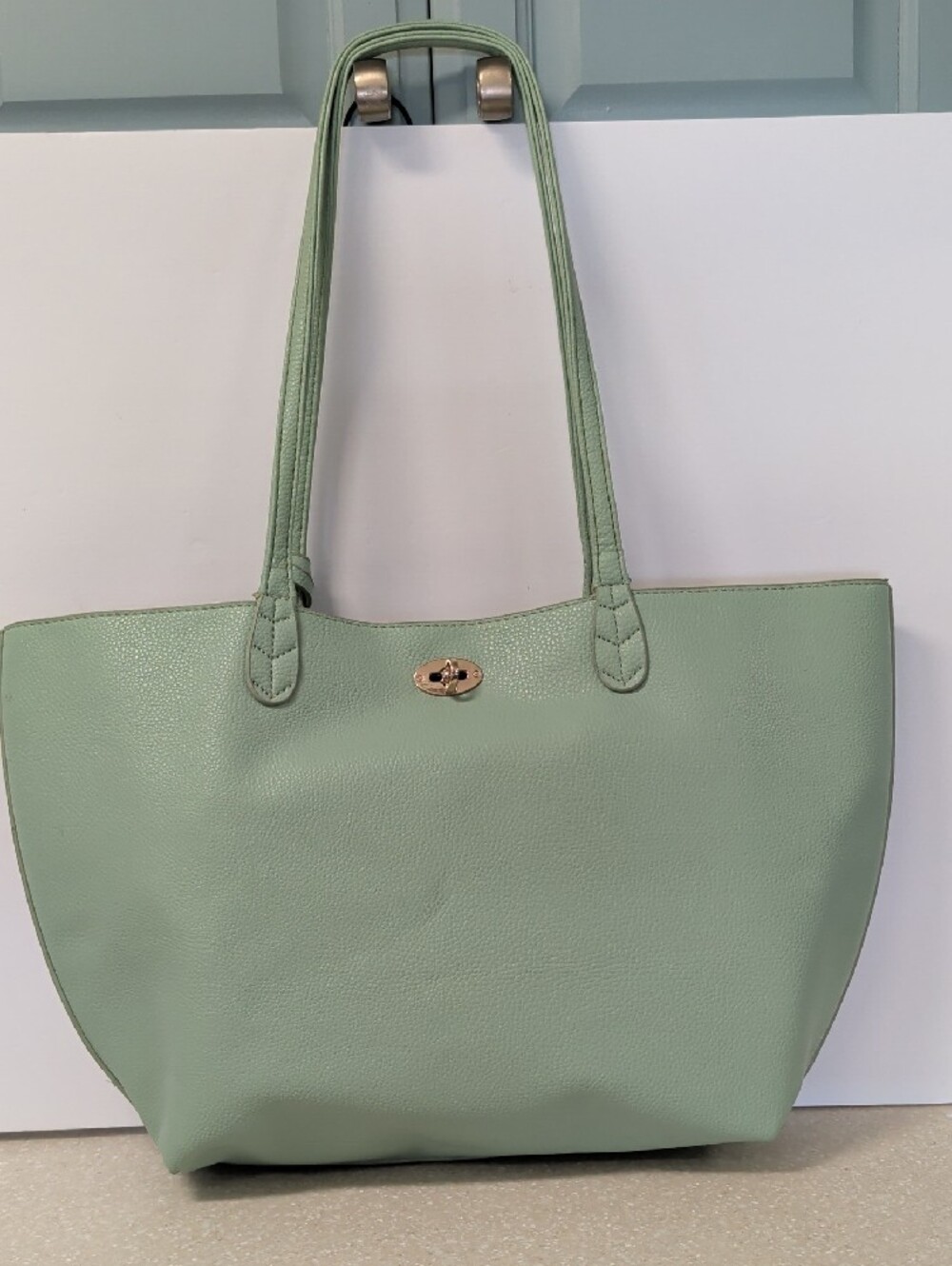 BCBG Mint Green Tote Bag with Gold Hardware - Picture 2 of 6
